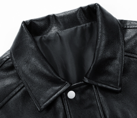 Black leather jackets neck